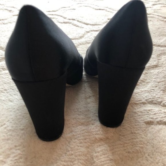 Saks Fifth Ave Black Satin Pumps (4") - Picture 1 of 3